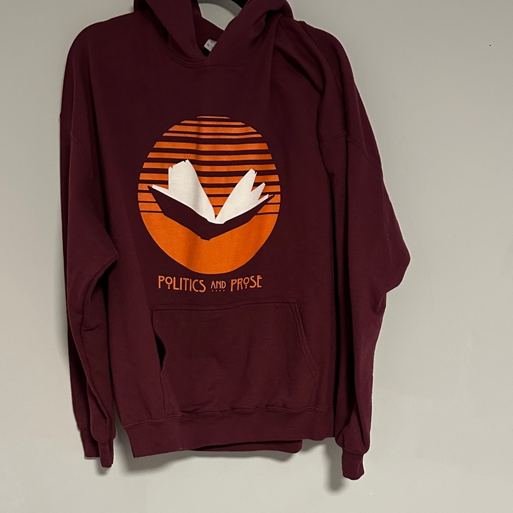 Politics and Prose Hoodie, Maroon, Size XL